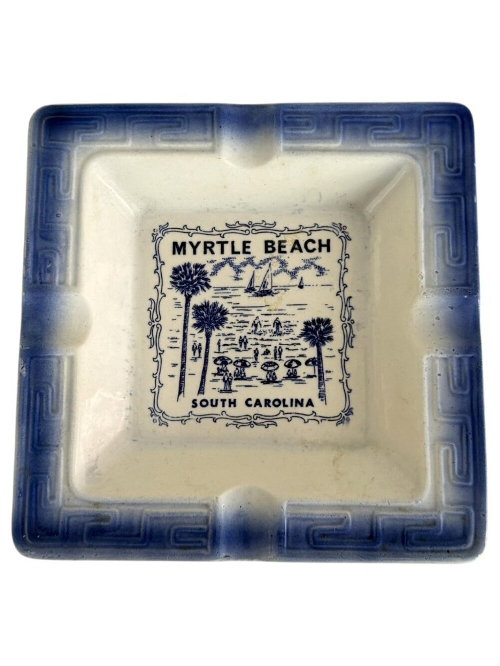 VTG Myrtle Beach‎ South Carolina Ceramic Souvenir Ashtray Cigarette Cigar Blue